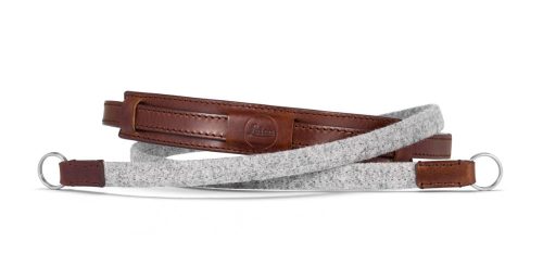Leica CL leather and fabric neck strap, brown