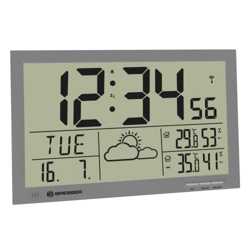 BRESSER MyTime Jumbo LCD Weather Wall Clock grey