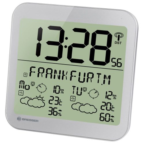 Bresser MyTime Meteotime LCD wall clock silver