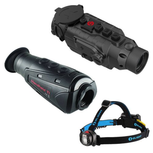 Guide TA 435 thermal clip-on + IR510X thermal camera + Olight H15 headlamp