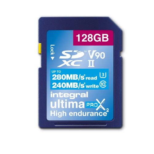 Integral 128GB ULTIMAPRO X2 SDXC 280/240MB UHS-II V90 card