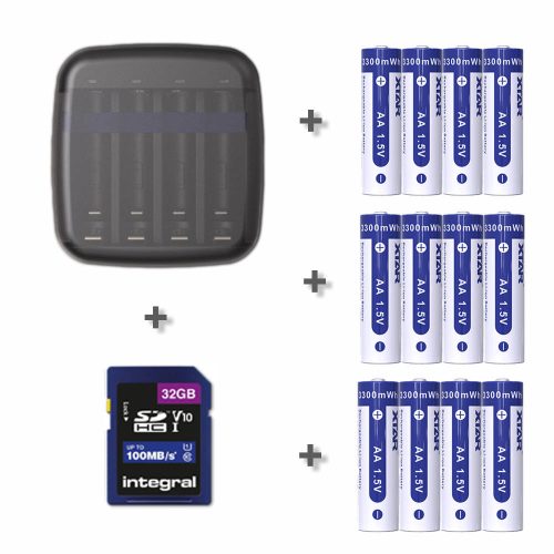 XTAR BC4 battery charger + 12 x AA 2000mAh 1.5V Li-ion battery + 32 GB SD Card