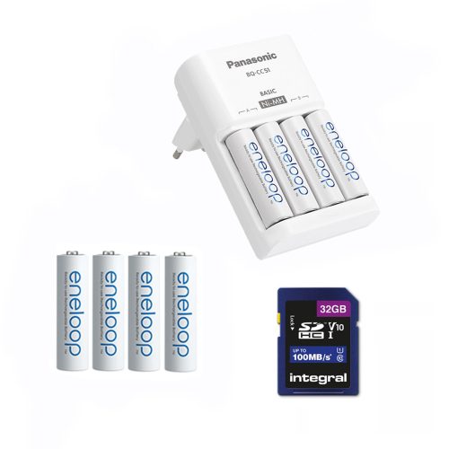 Vadkamera kiegészítő szett (Eneloop 2000 mAh AA akku x 8 + töltő + 32GB SD)