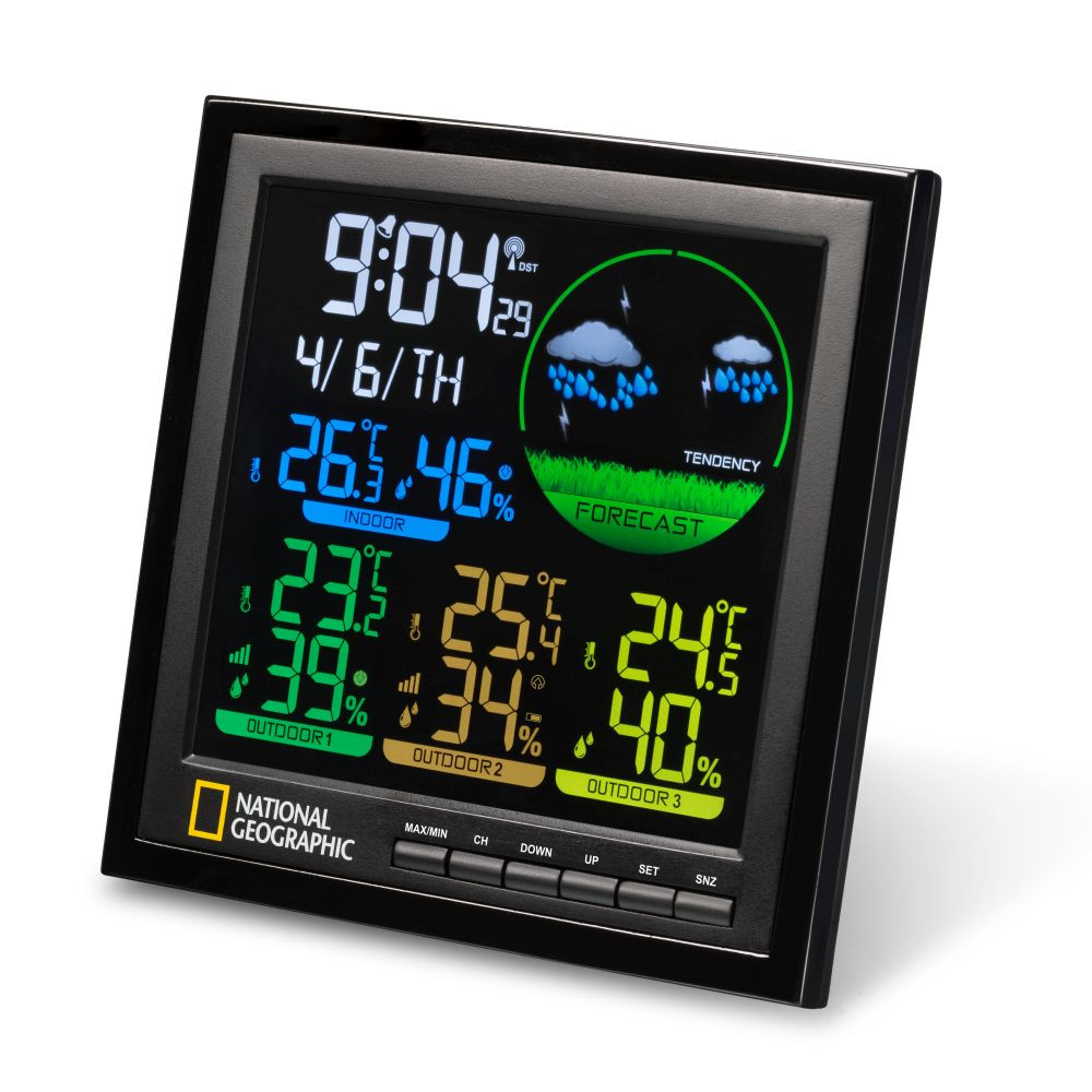National Geographic VA színes LCD időjárás állomás 3 szenzorral National Geographic VA színes LCD időjárás állomás 3 szenzorral